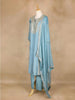 Sky Blue Straight Cut Salwar Suit Adorned With Floral Designs, with 3/4 Sleeve and Matching Dupatta - Diadem