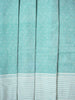 Turquoise Blue Linen Cotton Saree with Geometric Designs on the Body with Contrast Border - Diadem