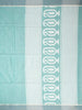 Turquoise Blue Linen Cotton Saree with Geometric Designs on the Body with Contrast Border - Diadem