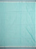 Turquoise Blue Linen Cotton Saree with Geometric Designs on the Body with Contrast Border - Diadem