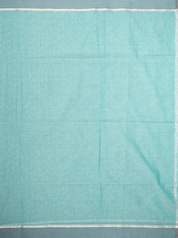 Turquoise Blue Linen Cotton Saree with Geometric Designs on the Body with Contrast Border - Diadem