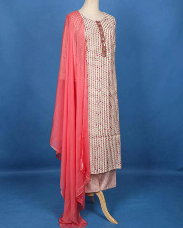 white Floral Print Design Salwar Suit - Diadem