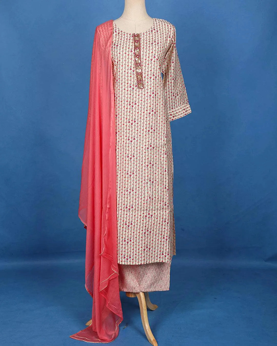 white Floral Print Design Salwar Suit - Diadem