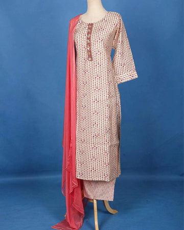 white Floral Print Design Salwar Suit - Diadem