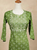 Dark Green Cotton Kurtis Adorned With Sequins and Embroidery Dotted Design without Dupatta - Diadem