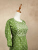 Dark Green Cotton Kurtis Adorned With Sequins and Embroidery Dotted Design without Dupatta - Diadem