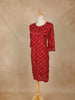 Dark Red Printed Designs Cotton Kurti - Diadem