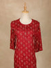 Dark Red Printed Designs Cotton Kurti - Diadem