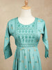 Cyan Blue Cotton Kurtis Adorned With Sequins and Embroidery with Floral Design without Dupatta - Diadem