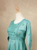 Cyan Blue Cotton Kurtis Adorned With Sequins and Embroidery with Floral Design without Dupatta - Diadem
