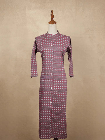 Burgundy Kurtis Adorned With Printed Geometric Designs - Diadem