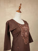 Brown Cotton Kurtis Embellished with Sequins and Embroidery Floral Designs without Dupatta - Diadem