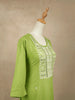 Green Cotton Kurtis Adorned With Embroidery and Floral Designs without Dupatta - Diadem