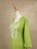 Green Cotton Kurtis Adorned With Embroidery and Floral Designs without Dupatta - Diadem