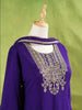 Royal Blue Palazzo Suit Adorned with Floral Embroidery, With Dupatta and 3/4 Sleeve - Diadem