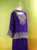 Royal Blue Palazzo Suit Adorned with Floral Embroidery, With Dupatta and 3/4 Sleeve - Diadem