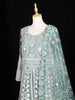 Aqua Green Full Sleeve Wedding Bridal Lehenga with Floral Embroidery - Diadem