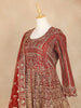 Dark Red Full Sleeve Bridal Lehenga with Heavy Floral Embroidery - Diadem