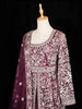 Dark Purple Floral Embroidery Designed Bridal Reception Gown - Diadem