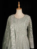 Pale Green Engagement Gown for Women with Floral and Diamond Embroidery Design and Net Dupatta - Diadem