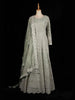 Pale Green Engagement Gown for Women with Floral and Diamond Embroidery Design and Net Dupatta - Diadem
