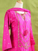 Pink Palazzo Suit Adorned with Floral Embroidery, With Dupatta and 3/4 Sleeve - Diadem