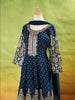 Dark Green Palazzo Suit Adorned with Floral and Sequins Embroidery, With Dupatta and 3/4 Sleeve - Diadem
