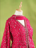 Dark Pink Palazzo Suit Adorned with Floral Embroidery, With Dupatta and 3/4 Sleeve - Diadem