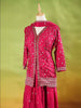 Dark Pink Palazzo Suit Adorned with Floral Embroidery, With Dupatta and 3/4 Sleeve - Diadem
