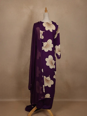 Purple Floral Designed Cotton Salwar Suit - Diadem