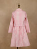 White and Pink Checkered Cotton Blend Skirt and Top Set - Diadem