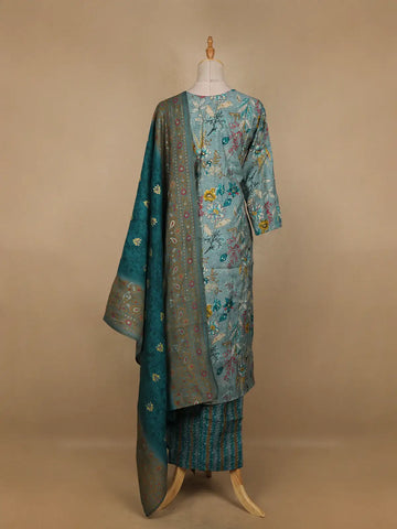Green Floral Printed Cotton Salwar Suit - Diadem