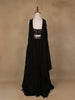 Black Floral Embroidered Satin Lehenga - Diadem
