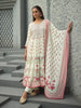 White Floral Printed Synthetic Salwar Suit - Diadem