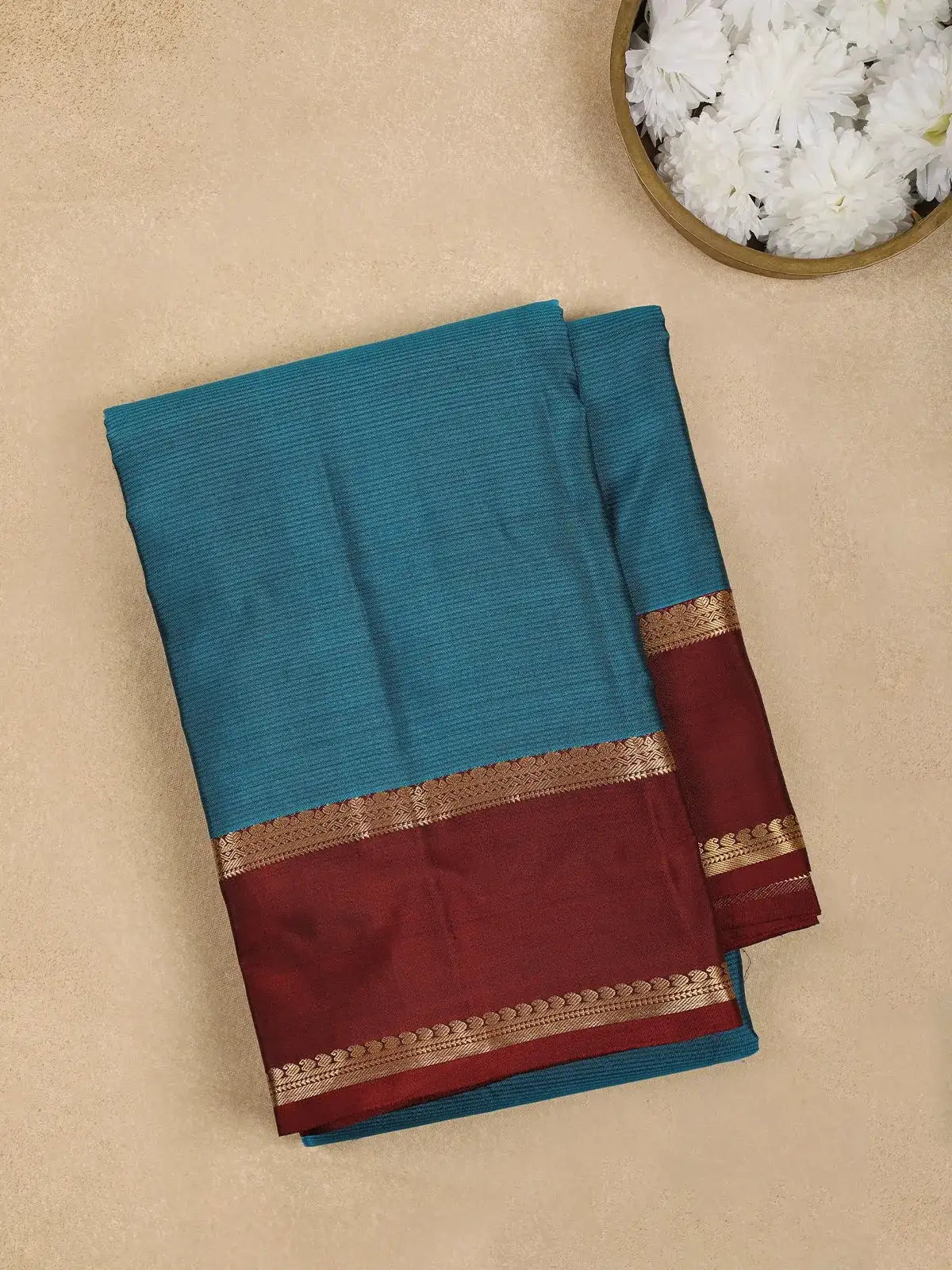 Blue Stripes Woven Pure Kanchipuram Silk Saree - Diadem