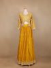 Yellow Floral Embroidered Semi Silk Bridesmaid Lehenga - Diadem