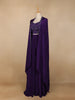 Purple Crepe Floral Embroidery Palazzo Suit - Diadem