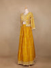 Yellow Floral Embroidered Semi Silk Bridesmaid Lehenga - Diadem