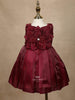 Dark Red 3D Floral Designed Party Gown for Girls - Diadem