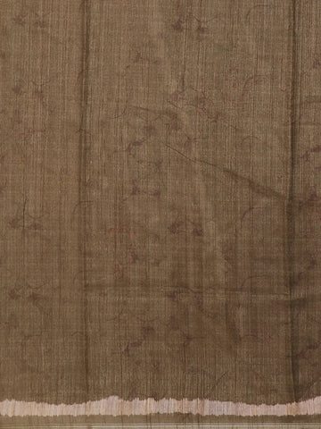 Taupe Brown Abstract Designed Semi Tussar Silk Saree - Diadem
