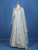 Aqua Blue Designer Net Wedding Bridal Lehenga with Floral Embroidery - Diadem