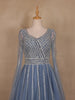 Dusty Blue Sequin Embroidered Net Party Gown with Corset Back - Diadem