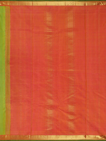 Parrot Green Solid Zari Border Kanchipuram Silk Saree - Diadem