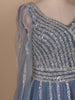 Dusty Blue Sequin Embroidered Net Party Gown with Corset Back - Diadem