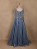Dusty Blue Sequin Embroidered Net Party Gown with Corset Back - Diadem