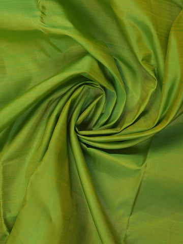 Parrot Green Solid Zari Border Kanchipuram Silk Saree - Diadem