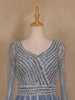 Dusty Blue Sequin Embroidered Net Party Gown with Corset Back - Diadem