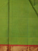 Parrot Green Solid Zari Border Kanchipuram Silk Saree - Diadem