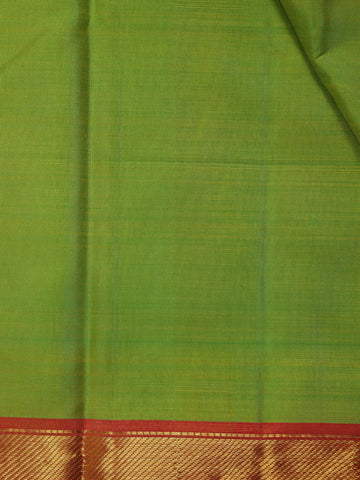 Parrot Green Solid Zari Border Kanchipuram Silk Saree - Diadem