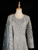 Blue Grey Net Engagement Gown with Floral Embroidery Net Dupatta - Diadem